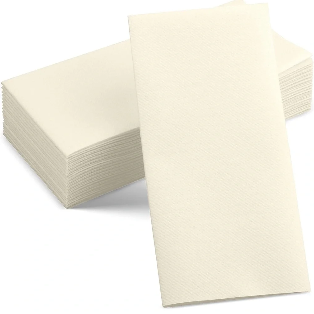 Linen-Feel Champagne Colored Paper Napkins. Cloth-Like (Pack of 100)